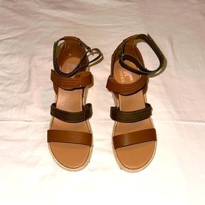 Sorel - Women’s Wedge Sandals - Brown/Green